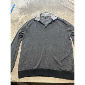 Banana Republic Sweater Mens Size XL Black Grey 1/4 Zip‎ 100% Cotton Luxe Yarn